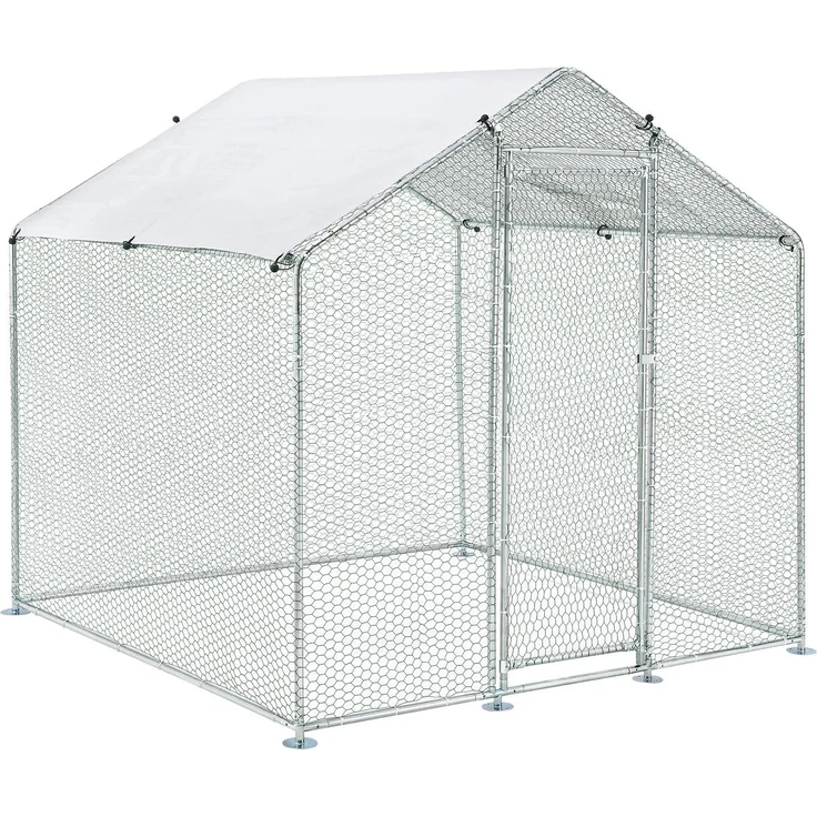 Juskys Freilaufgehege 2x2x2m Hühnerstall aus Metall begehbar mit 4 m² Lauffläche, Tür & Riegel – Freigehege für Hühner, Kleintiere & Pflanzen – Bild 10