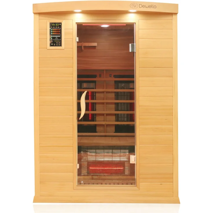 Dewello Infrarotkabine Infrarotsauna PIERSON PRO 135cm x 105cm Hemlock-Zeder inkl. DUO Strahler, Vollspektrumstrahler, Bodenstrahler – Bild 1