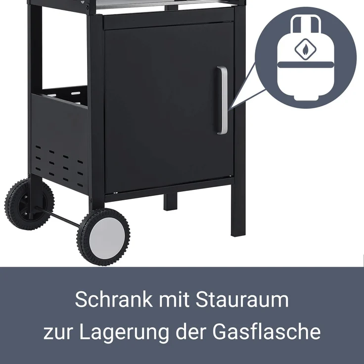 Juskys BBQ Gas-Grill Louisiana 3 Brenner Stahl-Korpus Grillrost, Deckel mit Thermometer, Warmhalterost & Seitenablagen Grillwagen Griller – Bild 9