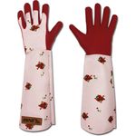 Gartenhandschuhe - L/9 | Rosenhandschuhe Gartenhandschuh Rosen lange Stulpe Dornenschutz Damen Levaz Work Floral weinrot Größe L/9
