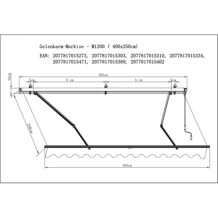 TrendLine Gelenkarm-Markise 4 x 2,5 m Dark Grey - Preisvergleich