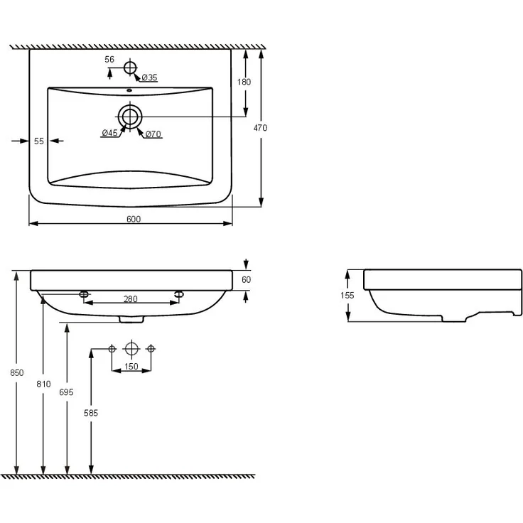 Primaster Waschtisch Adrina, 60 cm, weiß – Bild 2