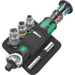 Wera 8009 Zyklop Pocket Set 2 Zyklop Knarre mit Bit-Magazin 18 teilig Knarrensatz 72 Zähne 1/4"-Bitaufnahme 3/8"-Knarre