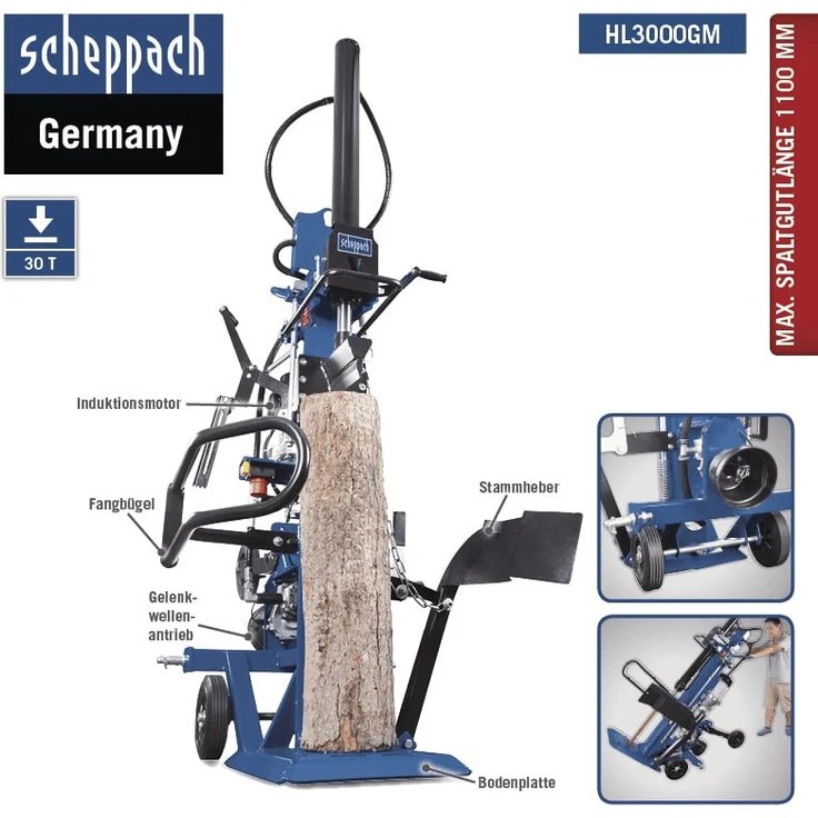 Scheppach Holzspalter HL3000GM Meterholzspalter Hydraulikspalter - 30t Spaltkraft | 400V | 5500W | Zapfwellenantrieb | max. Stammhöhe 1100mm – Bild 6