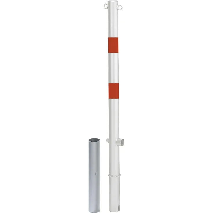 Alberts Absperrpfosten Passau | zum Einbetonieren, herausnehmbar | weiß | Pfosten-Ø 60 mm | Höhe über Boden 100 cm 
(781415)