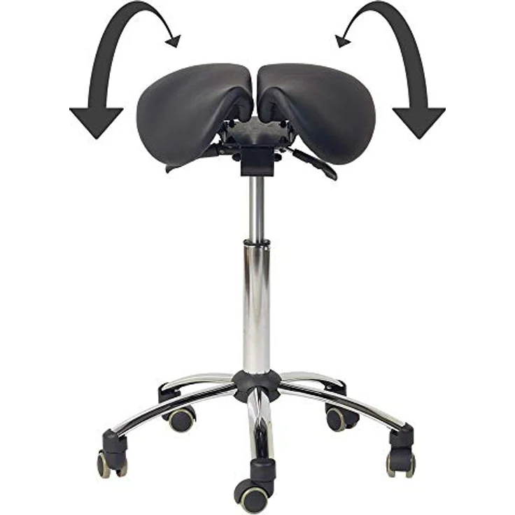 Teqler Sattelhocker schwarz, 2-fach verstellbar mit stufenloser Höhenverstellung von 58 - 80 cm, sattelförmige Sitzfläche – Bild 3