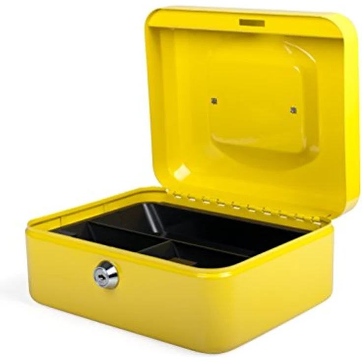 PAVO Premium-Geldkassette aus Metall mit 2 Schlüssel und abnehmbaren Tablett, 20,30 cm (8 Zoll) – pink-p gelb - Preisvergleich – Bild 2