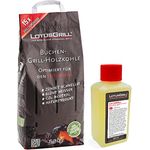 LotusGrill Buche Holzkohle 2,5 kg Beutel mit Pastenbrenner 200 ml für raucharmes Grillen, CO₂ neutral