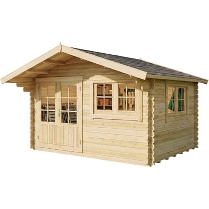 Alpholz Gartenhaus Holz Gabriel 400 x 300 cm, Naturbelassen mit 28 mm Wandstärke und inkl. Fußboden – Bild 4
