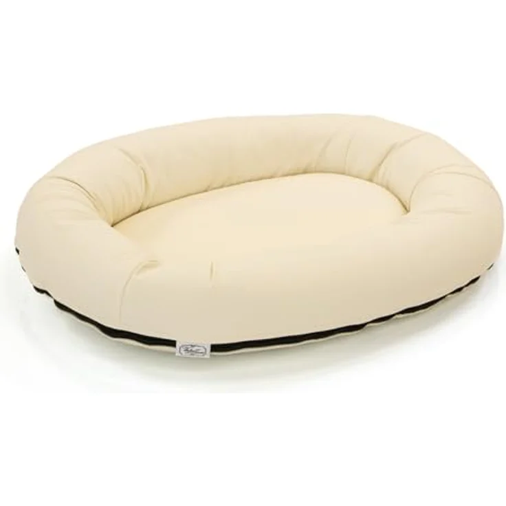 Wallace & Jones | Hundebett Bolton - orthopädisch rund aus Kunstleder | Creme-weiß - 63 x 50 cm – Bild 3