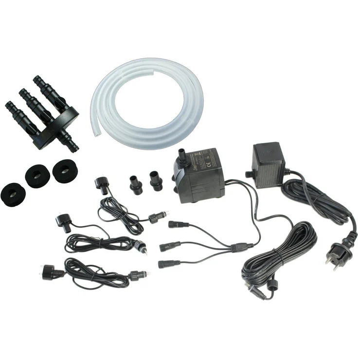 Arnusa Springbrunnenpumpe Komplett Set mit LED Beleuchtung und 3m Schlauch, Gartenbrunnen Pumpe DIY Wasserspiel Set, 1500L/h, Schwarz – Bild 1