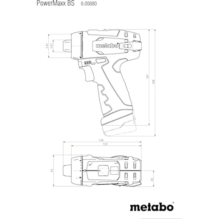 metabo Akku-Bohrschrauber PowerMaxx BS Basic Set 12 V, 2 x 2 Ah Li-Ion im Kunststoffkoffer, Mobile Werkstatt 41-teilig, leicht und kompakt – Bild 3