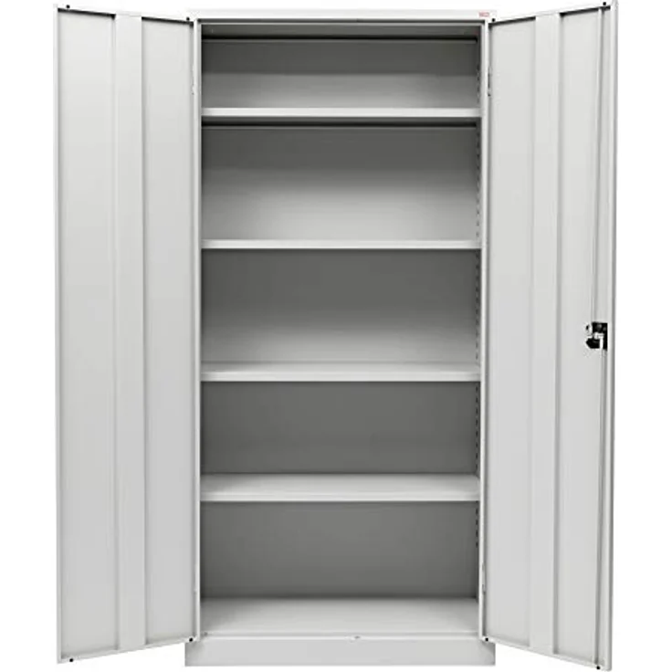 STIER Universalschrank 1950 x 920 x 420 mm, lichtgrau, 4 Fachböden, verschweißt mit Drehriegelverschluss, stabiler Mehrzweckschrank für Büro und Lager – Bild 4