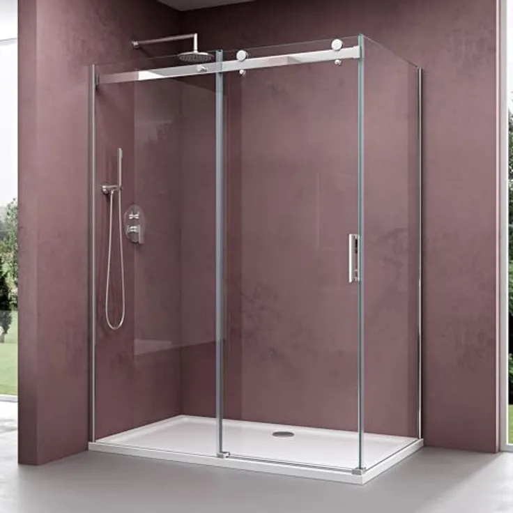 doporro Duschkabine 90x110x195cm, Duschabtrennung mit Schiebetür aus Klarglas und 8 mm ESG-Sicherheitsglas, antibakteriell, mit langlebigen Aluminiumprofilen
