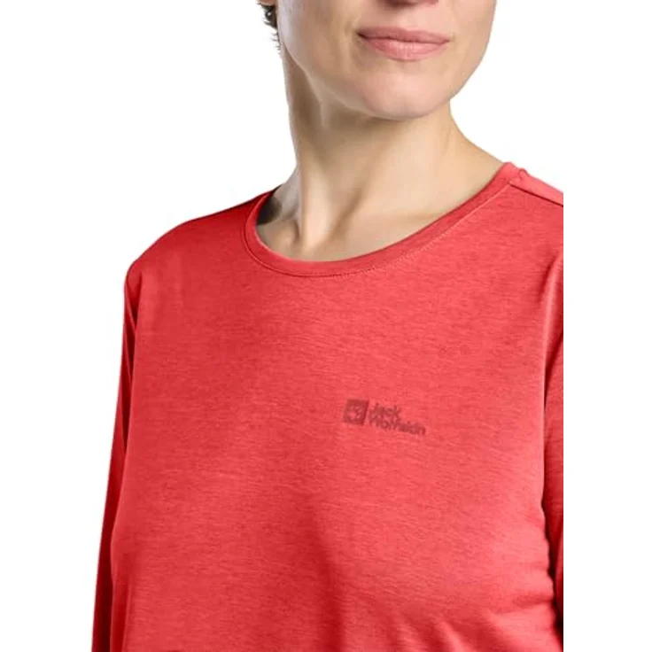Jack Wolfskin Crosstrail 3/4 T-Shirt für Damen, leichtes und atmungsaktives Trainingston in Rot, Größe M – Bild 4