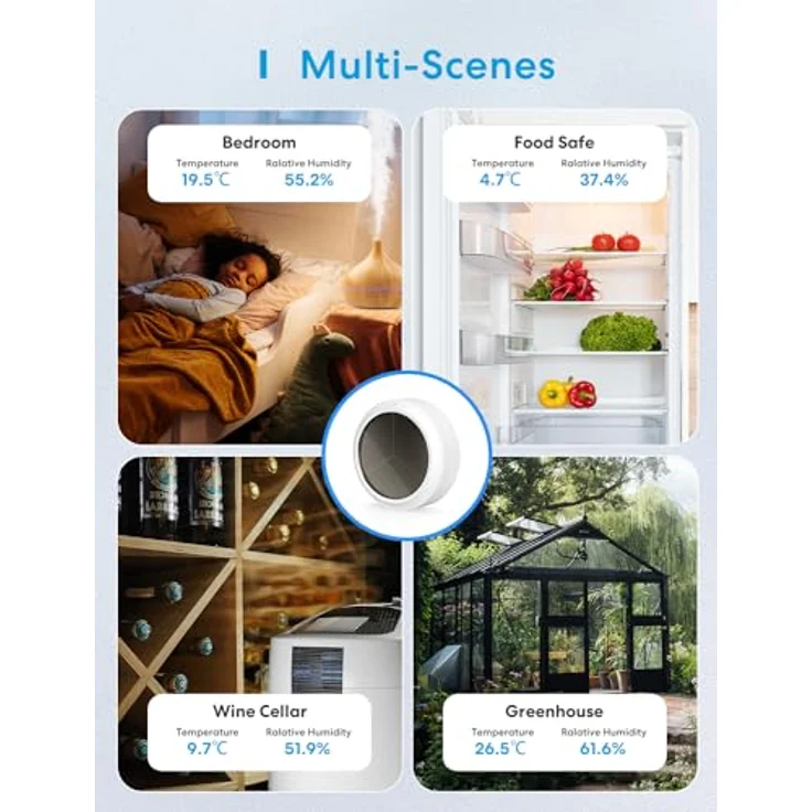 Meross Smart Temperatur-/Feuchtesensor Starter Kit mit Hub, Thermometer & Hygrometer, präzise Messungen, kompatibel mit Apple HomeKit, Amazon Alexa, Google Assistant, Weiß – Bild 6