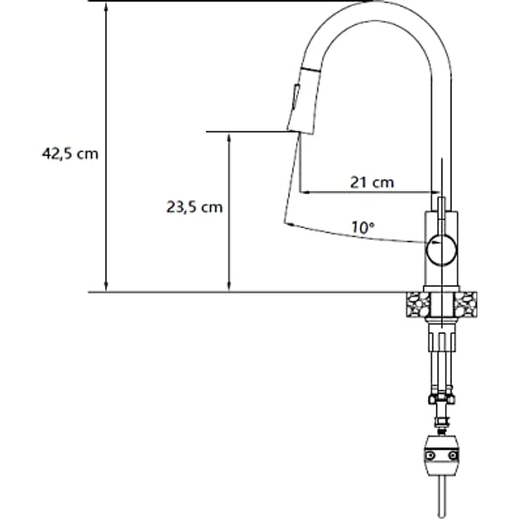 VBChome Edelstahlspüle mit Armatur 50 x 45 cm Gebürsteter Edelstahl Einbauspüle mit Hahnloch Großes Becken, inkl. Ablaufgarnitur und Siphon, Armatur mit ausziehbarem Auslauf – Bild 5