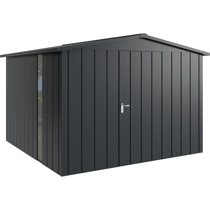 HOERMANN JUNO JSD14 M-Sk 7016, 1-flg R F Gartenhaus mit Satteldach, wartungsarm und schimmelresistent, bodentiefes Fenster