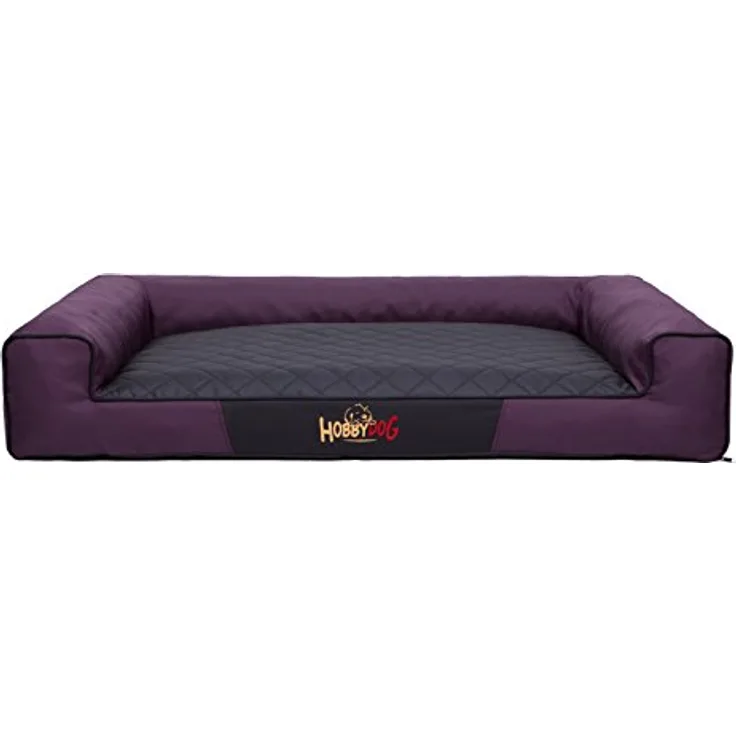 Hobbydog L VICBCM6 Eckig Hundebett, Victoria Katzenbett Schlafplatz, Burgund mit schwarz, Robustes Codura-Material, Waschbar bei 30°C, EU-Produktion