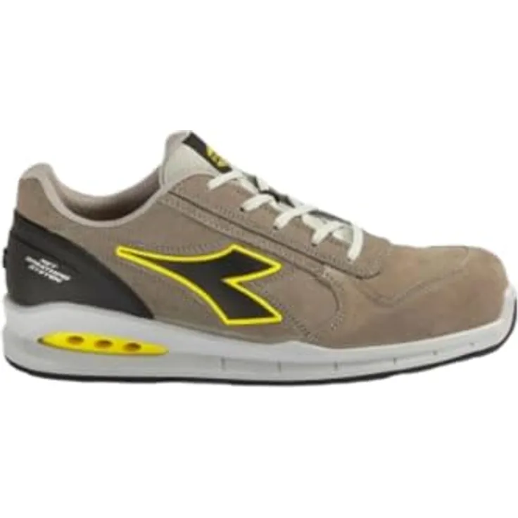Diadora RunNet AB LOW C8700 S3S Sicherheitsschuh, wasserabweisendes Wildspaltleder, atmungsaktiv, Aluminiumkappe, Größe 42, wind gray