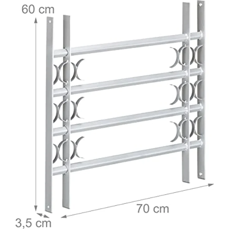 Relaxdays Fenstergitter Einbruchschutz, Ausziehbar, Aussen, Verzinkt, Stahl, 600 x 700-1050 mm, Sicherheitsgitter, grau – Bild 4