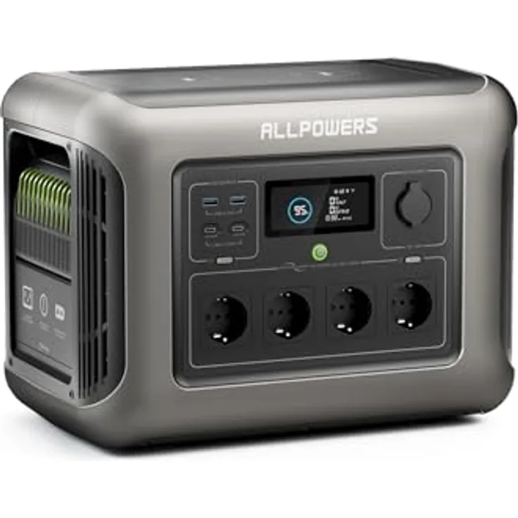 ALLPOWERS R1500 Tragbare Powerstation, 1152Wh LiFePO4 Batterie mit 1800W (3000W Spitze) AC Ausgang Solargenerator, 43dB Leise Betrieb Mobile Notstromversorgung für Garten Party Reise Camping Wohnmobil