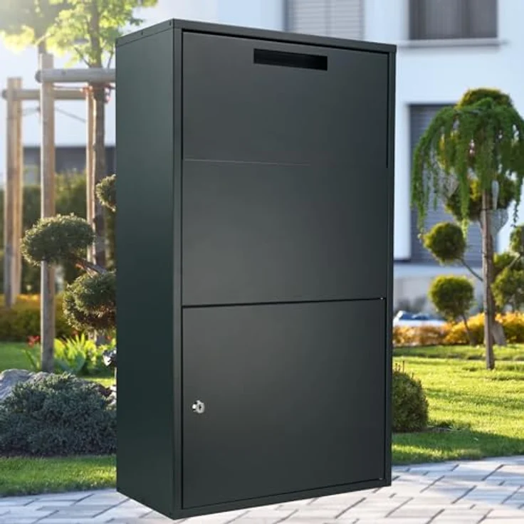 MOCAVI Paketbox 56 - Großzügiger Paketkasten anthrazit | Sichere Paketannahme mit Schloss | Wetterfeste Paketstation RAL 7016 – Bild 1