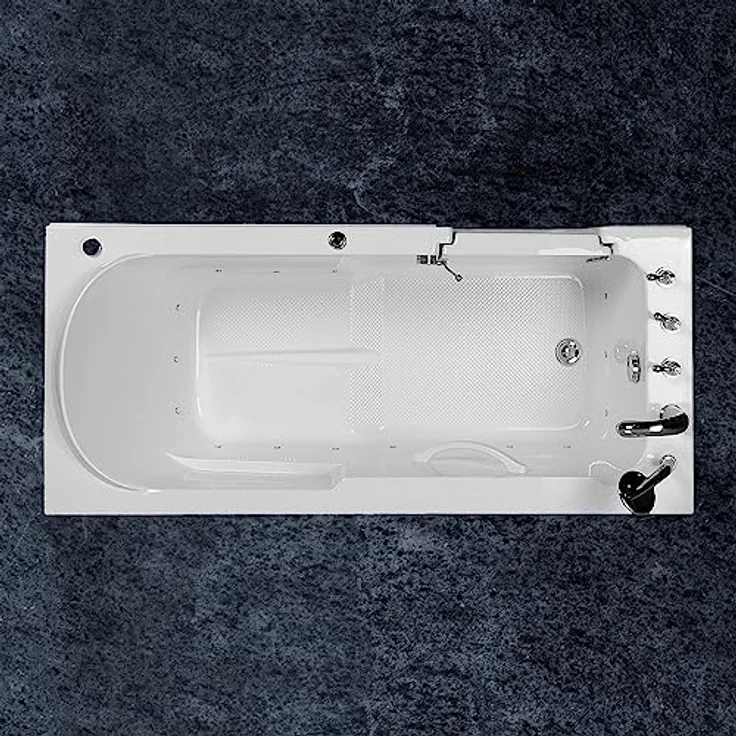 PureHaven Seniorenbadewanne 150x75 cm Sitz- und Whirlpool mit integrierter Tür, Weiß – Bild 3