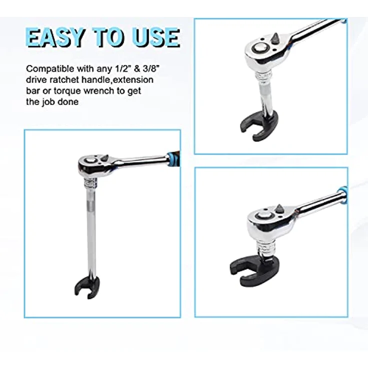 CCLIFE 15tlg Hahnenfußschlüssel Hahnenfuß Schlüssel Steckschlüssel Drehmoment 1/2" 3/8" Außenvierkantantrieb | 8-24mm – Bild 3