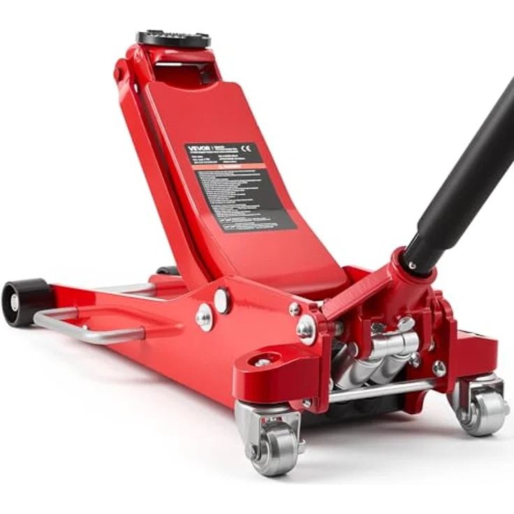 VEVOR Hydraulischer Rangierwagenheber 3 t, Flacher Aluminiumwagenheber mit Doppelkolben-Schnellhubpumpe, geeignet für Sportwagen und SUVs, Hubbereich 85-515 mm, Rot – Bild 1