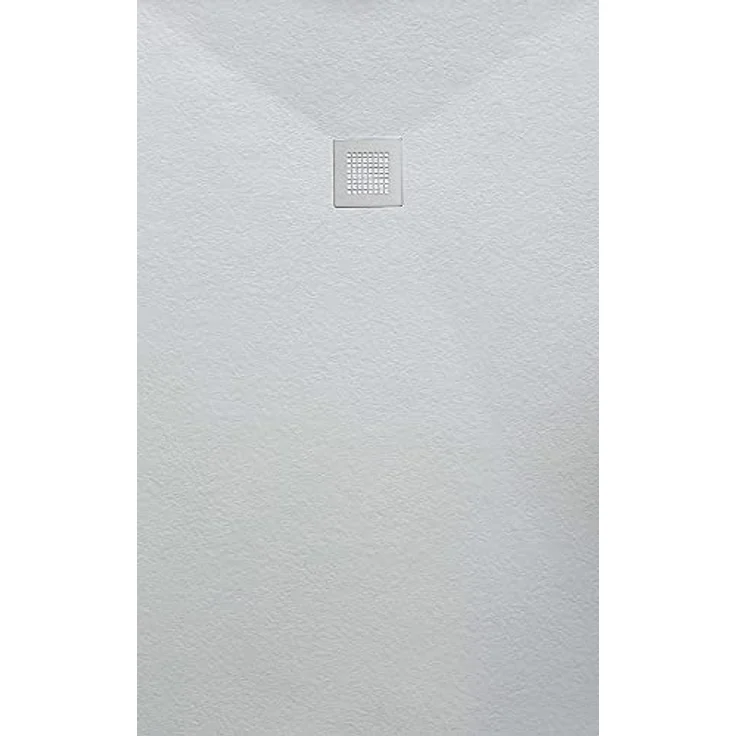 VERONI Duschwanne Kompositstein flach 140 x 90 x 3 cm, Schiefer-Muster, Weiß, rutschhemmend und antibakteriell – Bild 2
