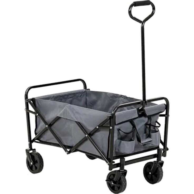 Greemotion Faltbarer Bollerwagen, Handwagen mit Stahlrahmen, 80 kg Tragkraft, 102,5 x 43 x 71 cm, leicht zusammenklappbar