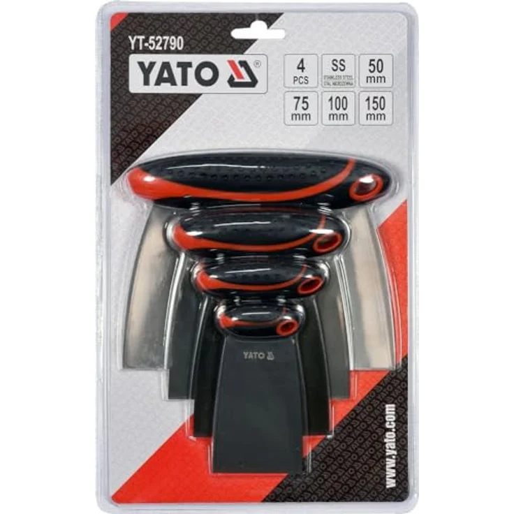 YATO Japanspachtel-Satz 4-teilig, rostfreier Edelstahl mit ergonomischem 2 K-Griff, Klingenbreiten 50-150 mm – Bild 4