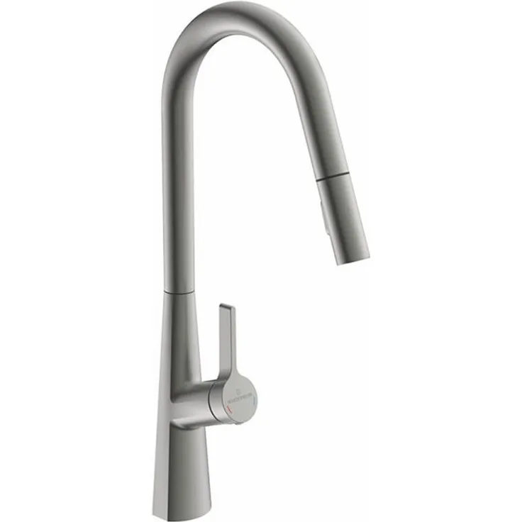 Naber Wasserwerk Bendea, Küchenarmatur mit herausziehbarem Auslauf, graphit matt, Hochdruck, 360° Schwenkbereich, Kaltstart-Funktion