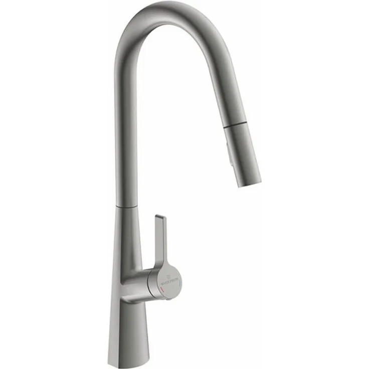 Naber Wasserwerk Bendea, Küchenarmatur mit herausziehbarem Auslauf, graphit matt, Hochdruck, 360° Schwenkbereich, Kaltstart-Funktion