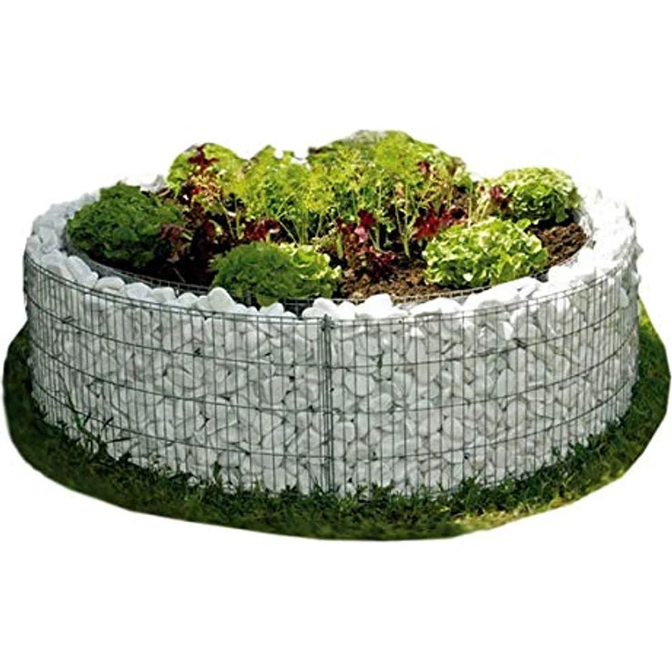 Bellissa Gabionen-Hochbeet rund Ø 146 cm x H 40 cm silber - Preisvergleich – Bild 2