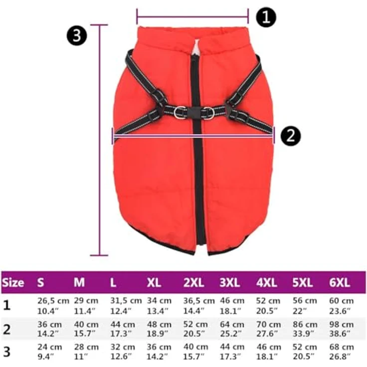 vidaXL Hundemantel mit Geschirr Wasserdicht Reflektierend Rot 3XL – Bild 3