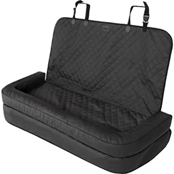 DOGGY Hundeautositz, Hundebox, Hundebett für kleine Hunde, 135 x 45 cm, Schwarz Skaj mit verstellbarer Passform und wasserabweisendem Material – Bild 1