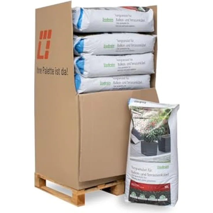 PALIGO Liadrain Blähton, gebrochenes Tongranulat 4-10mm für Garten und Balkon, 50l x 13 Sack, 650l / Palette, optimal für Drainage und Substratverbesserung
