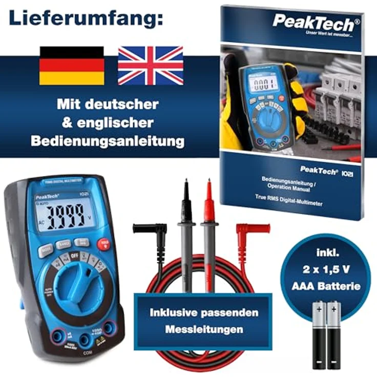 PeakTech P 1021, Digital Multimeter mit 4000 Counts, TRMS, automatische Bereichswahl, robustes Gehäuse – Bild 7