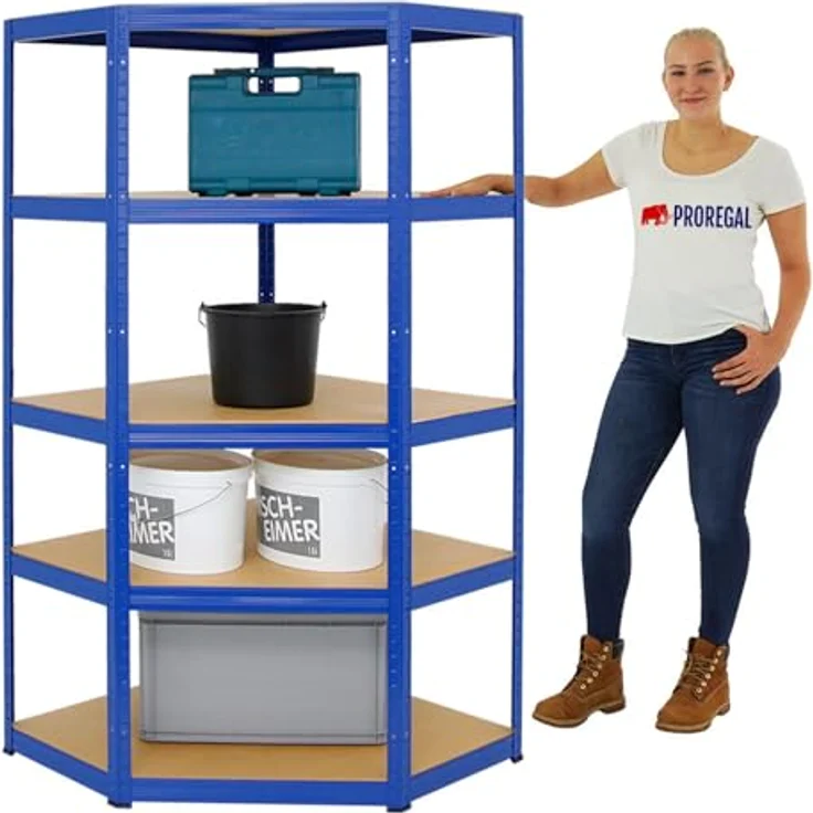 PROREGAL Eckregal Slim Elephant Blau HxBxT 180x90x45 cm Fachlast 250kg Schwerlastregal – Bild 3
