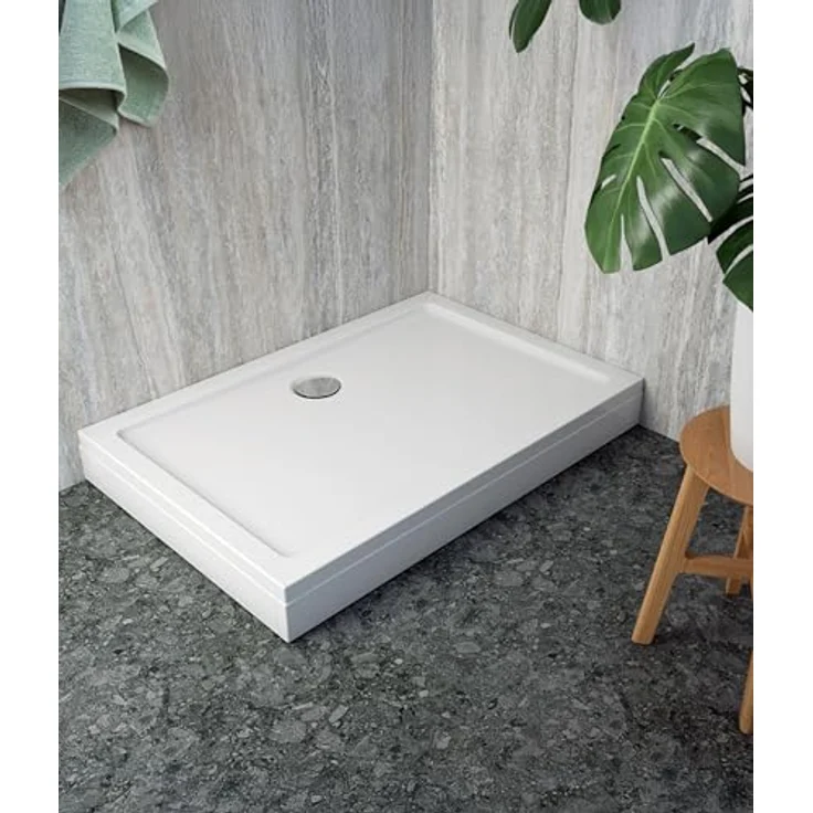 Calmwaters Duschwanne, Rechteckige Brausewanne 120x80 cm aus hochwertigem Sanitäracryl, weiß, barrierefreier Einbau – Bild 7