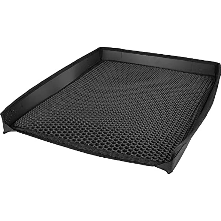 Petigi Katzentoilette Katzenklo Matte Katzenstreu Unterleger Katzenmatte (60x46cm) mit Rand - Hochwertige Unterlage, wasserabweisend, mit Wabenmuster (Schwarz) – Bild 2