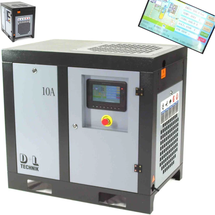 Apex Schraubenkompressor 7,5kW Druckluft Kompressor 950L 10bar Schraubenverdichter 05135 mit Touchpanel und thermostatisch gesteuertem Ventilator