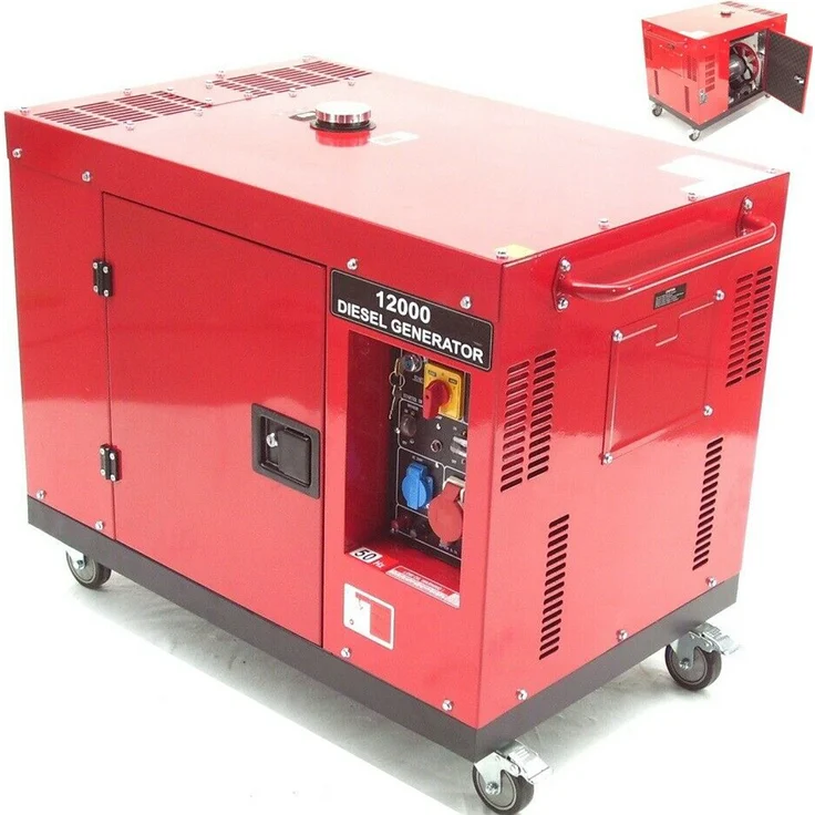 Apex Diesel Stromerzeuger 12000 Notstromaggregat Aggregat 400V 230V Generator 06273, 12,5 kW Dieselmotor, schallgedämmter Generator, 30 Liter Tank, Schwarz