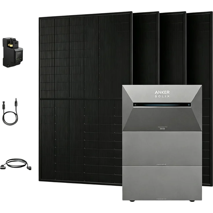 Powerness Balkonkraftwerk Anker SOLIX Solarbank 3 E2700 Pro, 2000W Bifazial PV Panel, 2x BP2700 Erweiterungsakku, Smart Meter, bis zu 16,128 kWh Speicher