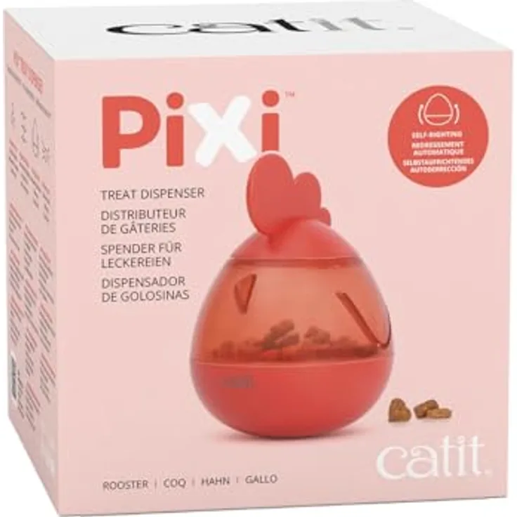 Catit Pixi Snackspender, Futterspender Ball im Design eines Hahnes, selbstaufrichtend, anpassbarer Schwierigkeitsgrad, für Leckereien bis 9 mm