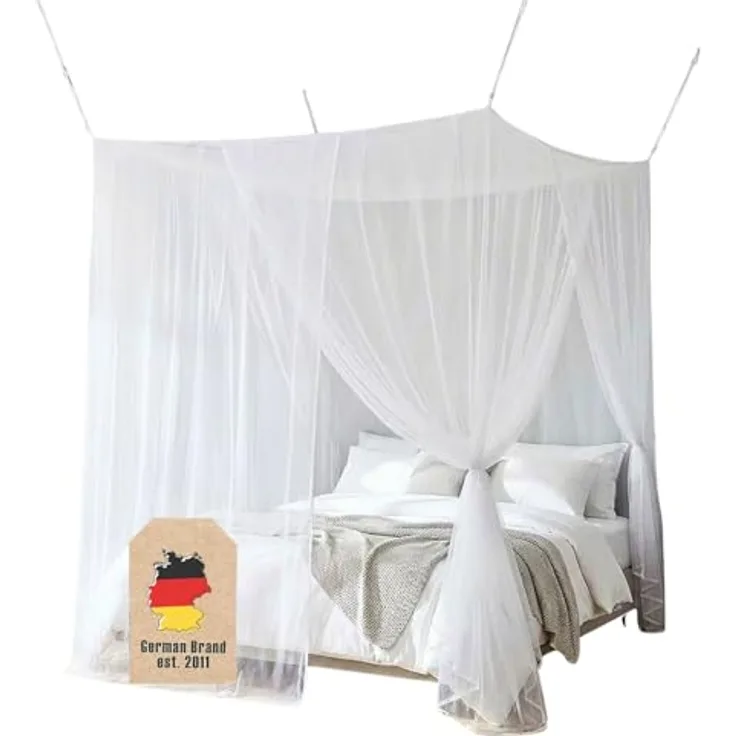 Intirilife Moskitonetz 220 x 200 x 200 cm, Mückennetz aus Polyester mit 280 mesh, Weiß, für Outdoor und Indoor