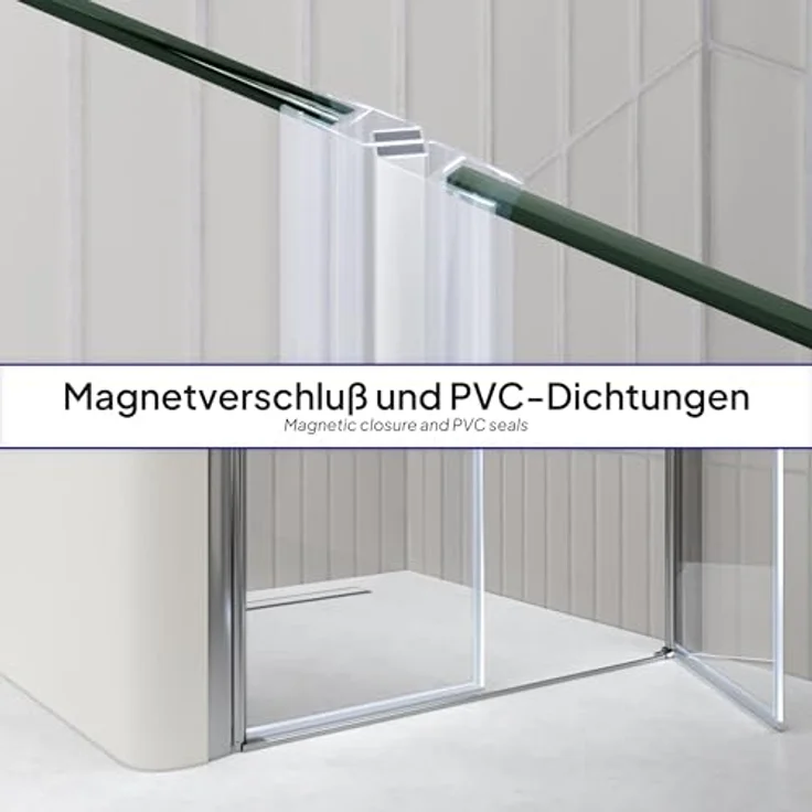i-flair Duschtür 100-104 cm, Höhe 195 cm, teilsatiniertes 6 mm ESG Sicherheitsglas mit doppelter Pendeltür und magnetischer Dichtung – Bild 7