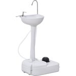 Outsunny Tragbares Handwaschbecken mit 17L Wassertank, Seifenspender und Abflussschlauch, Hellgrau